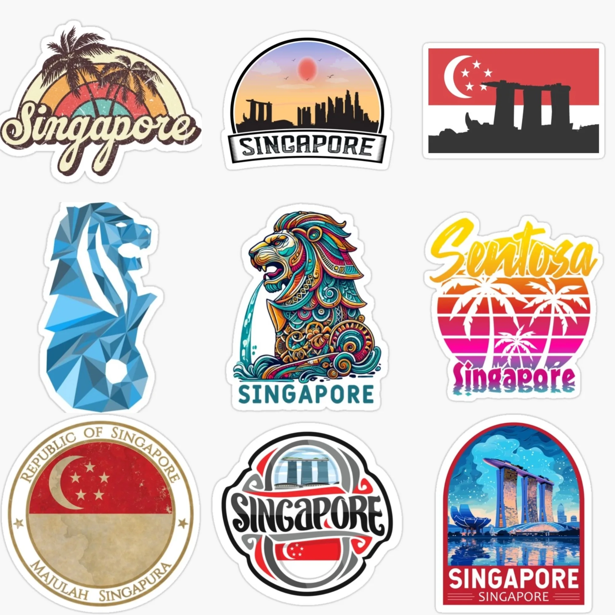 Singapore SIN Flag Map Merlion - Car Accessories Singapore ulasan dan harga