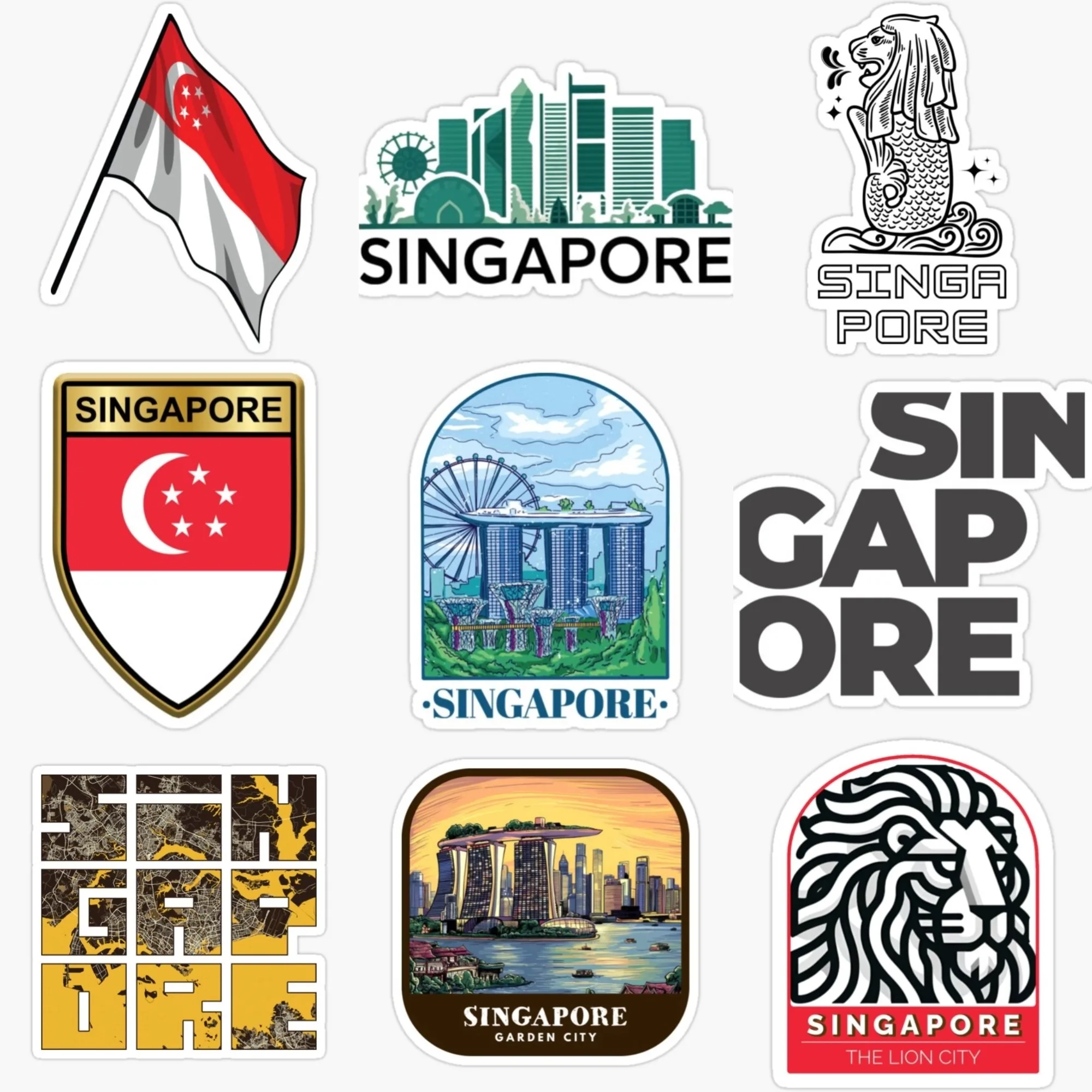 Singapore Flag Map Merlion Sce - Car Accessories Singapore ulasan dan harga