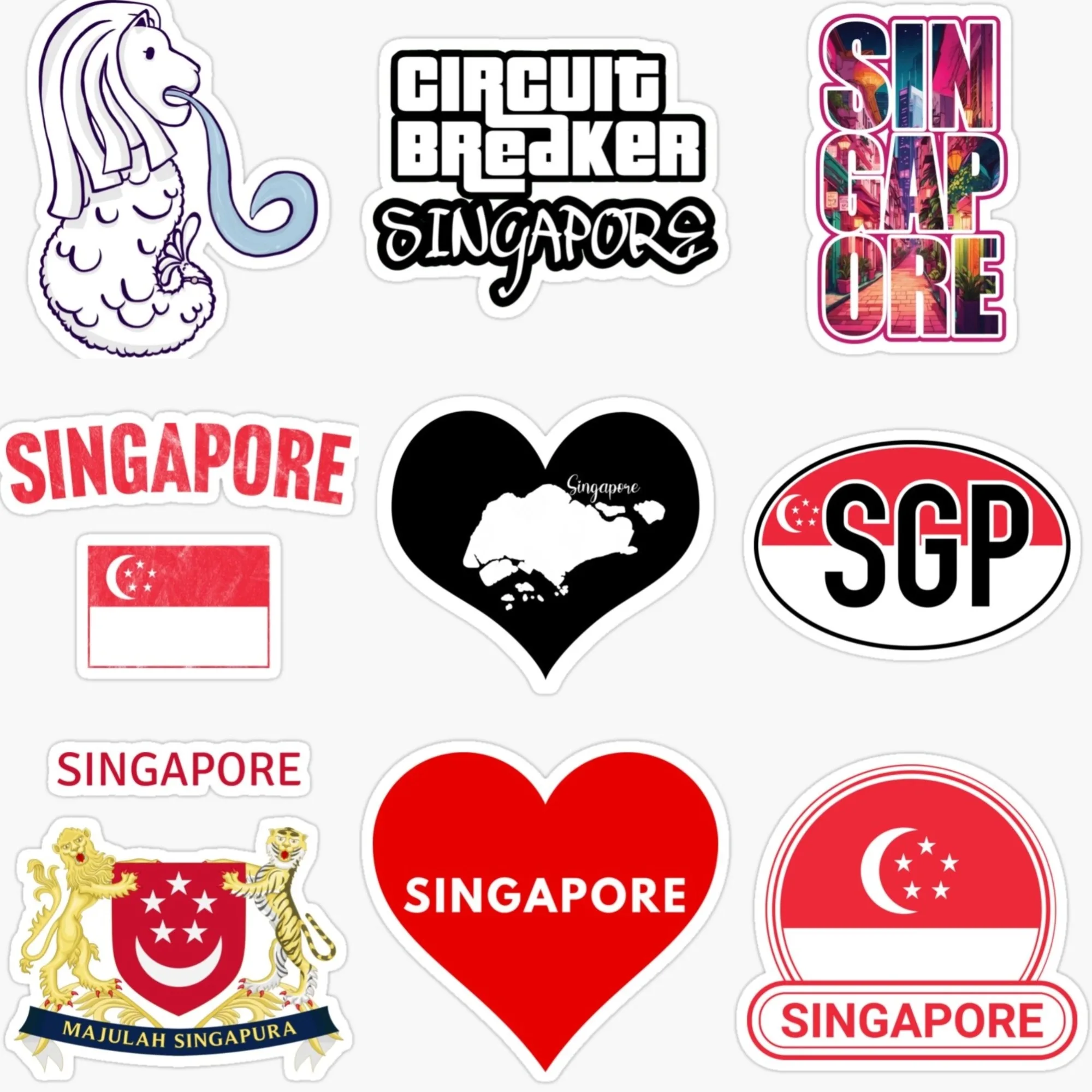 Singapore SGP Flag Map Merlion - Car Accessories Singapore ulasan dan harga