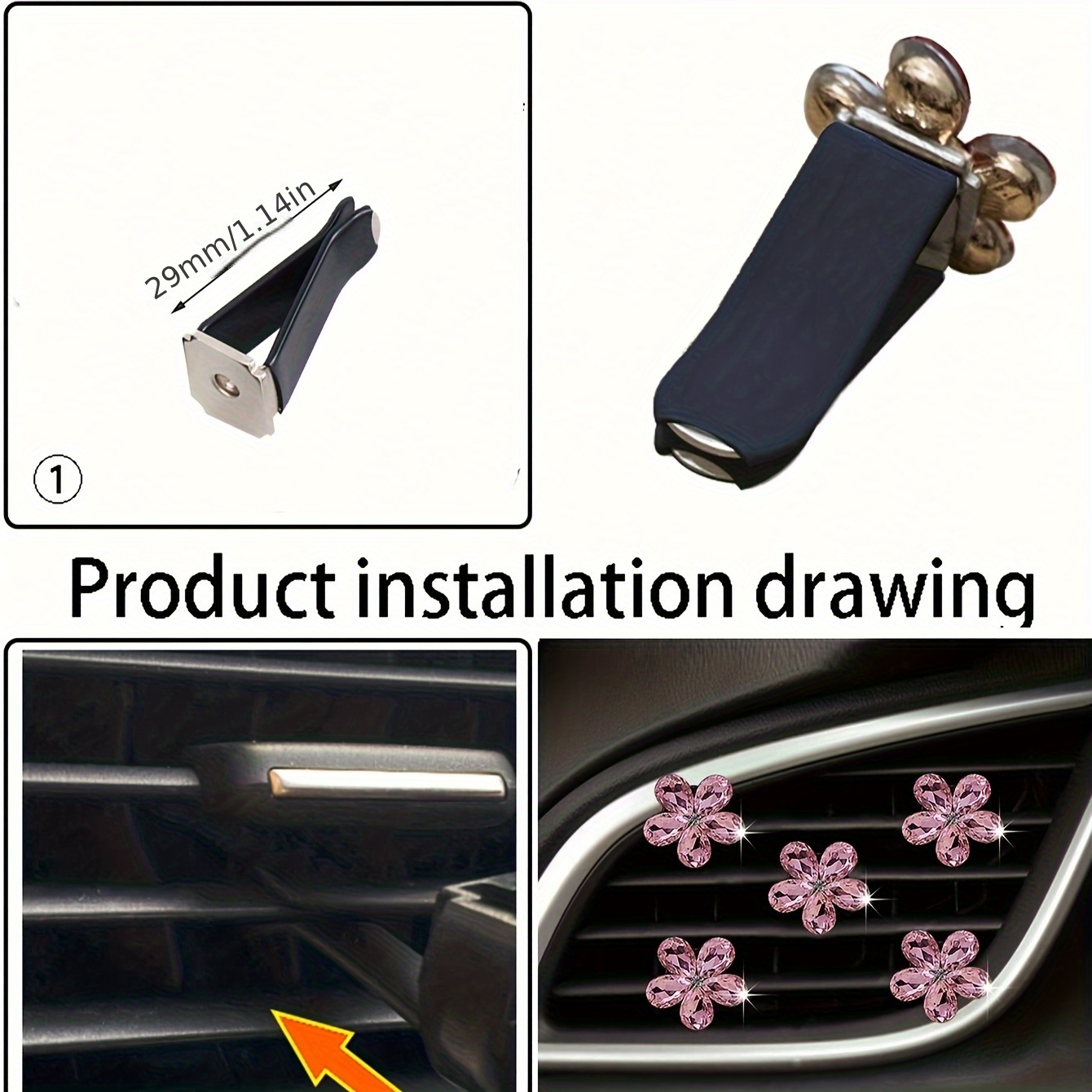 5Pcs Bling Crystal Flower Car  - Car Accessories Must Have ulasan dan harga