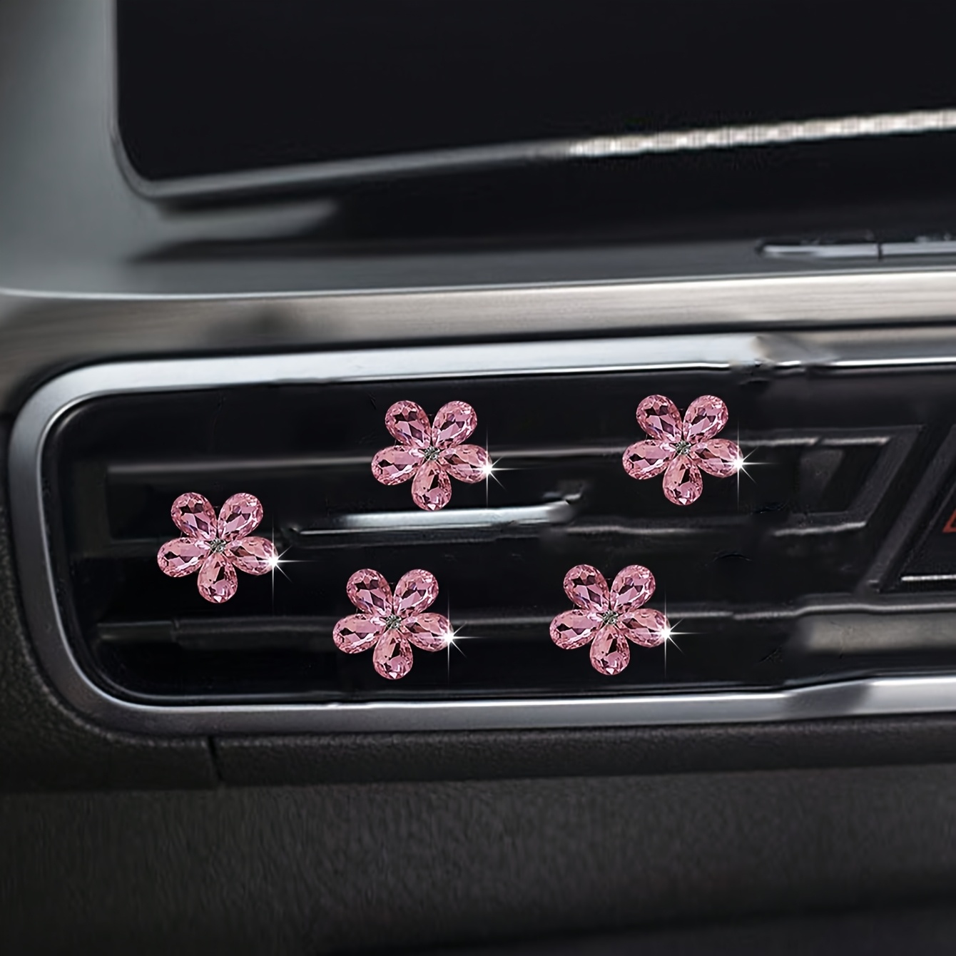 5Pcs Bling Crystal Flower Car  - Car Accessories Must Have ulasan dan harga