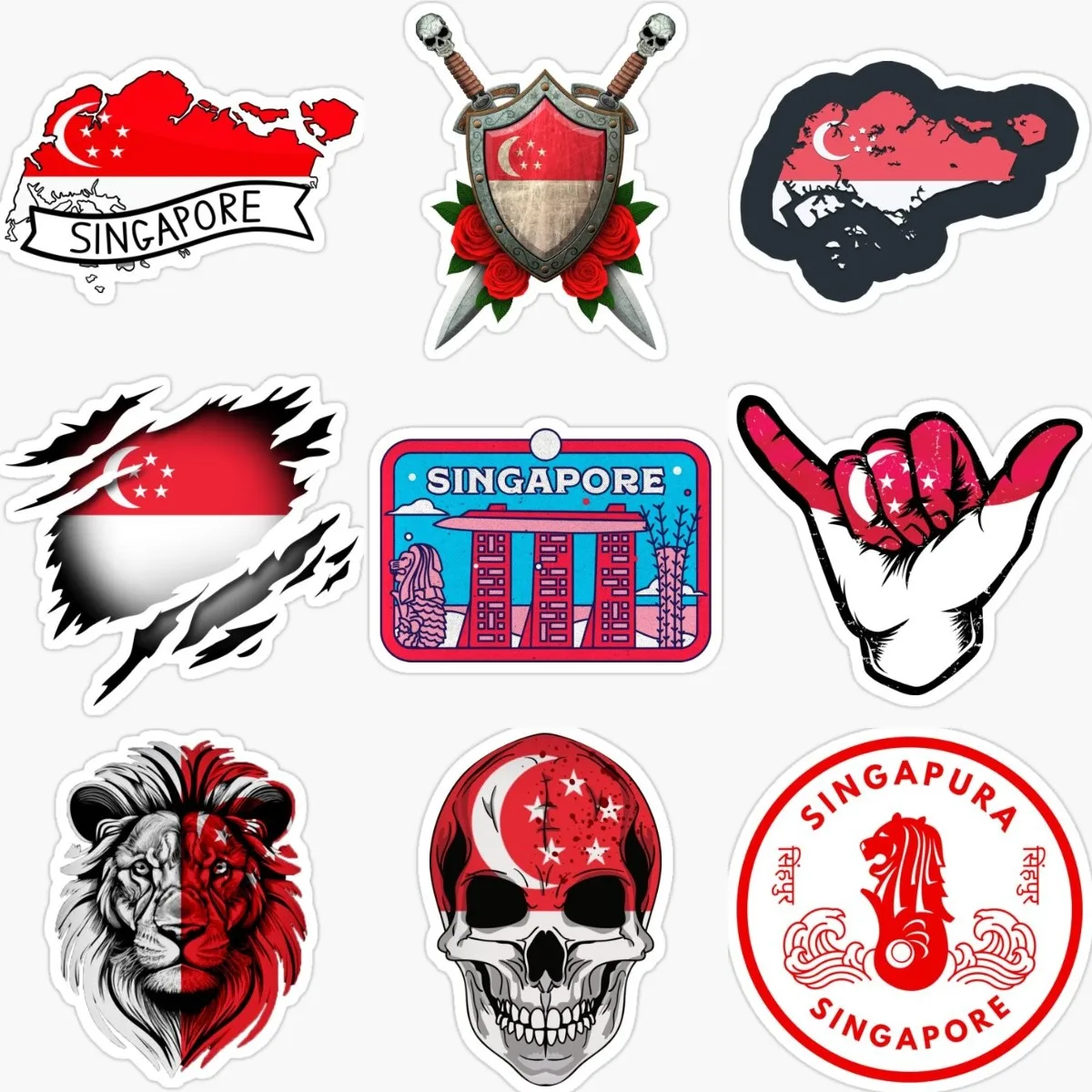 Singapore Flag Map Lion Creati - Car Accessories Singapore ulasan dan harga